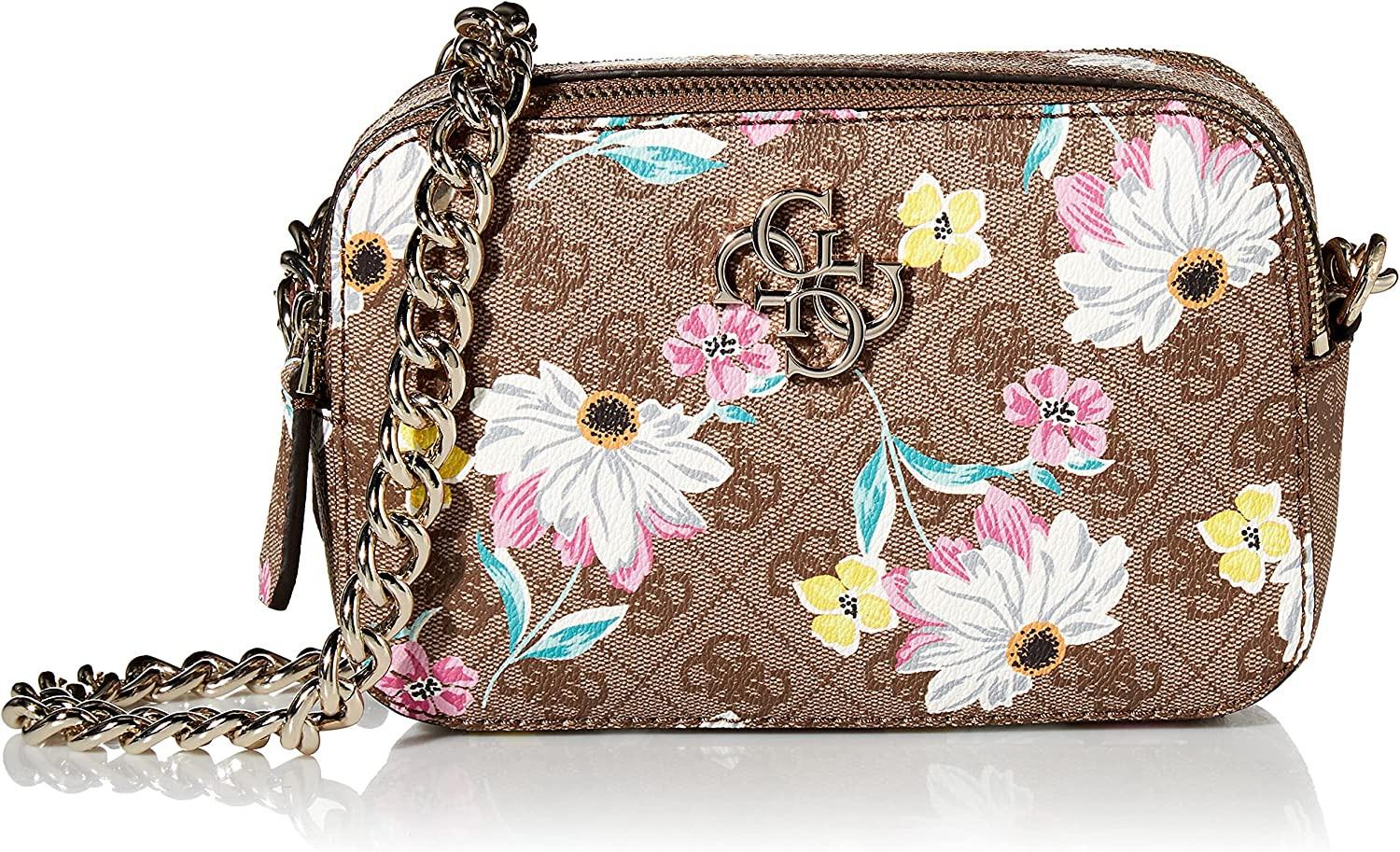 Guess Noelle Floral Crossbody Bag — Luxury Double Zip Textile Handbag for Women.